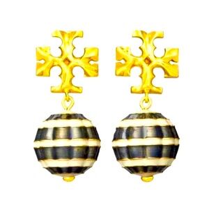 Tory Burch Roxanne Black and White Drop Earrings